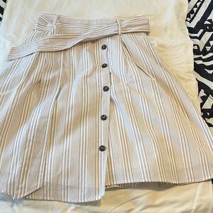 Showpo Beige Striped A-Line Skirt